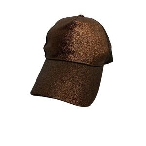 Ponycap Messy High Bun Ponytail Glitter Mesh‎ Baseball Cap Hat - Brown/Bronze